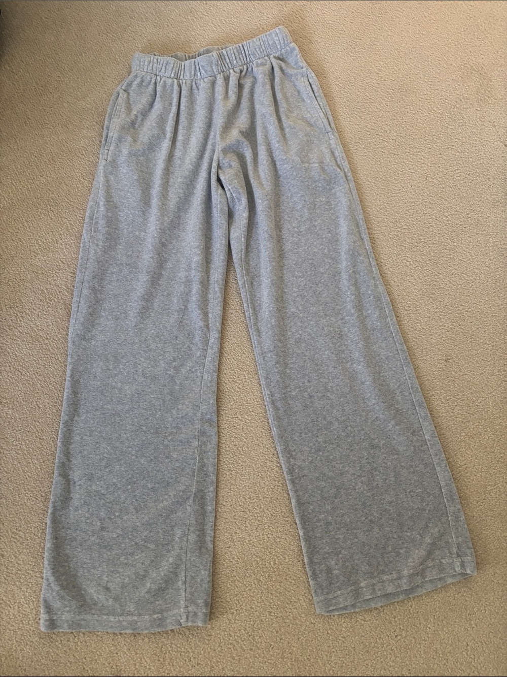 Brandy Melville John Galt Gray Wide-Leg velour sweatpants